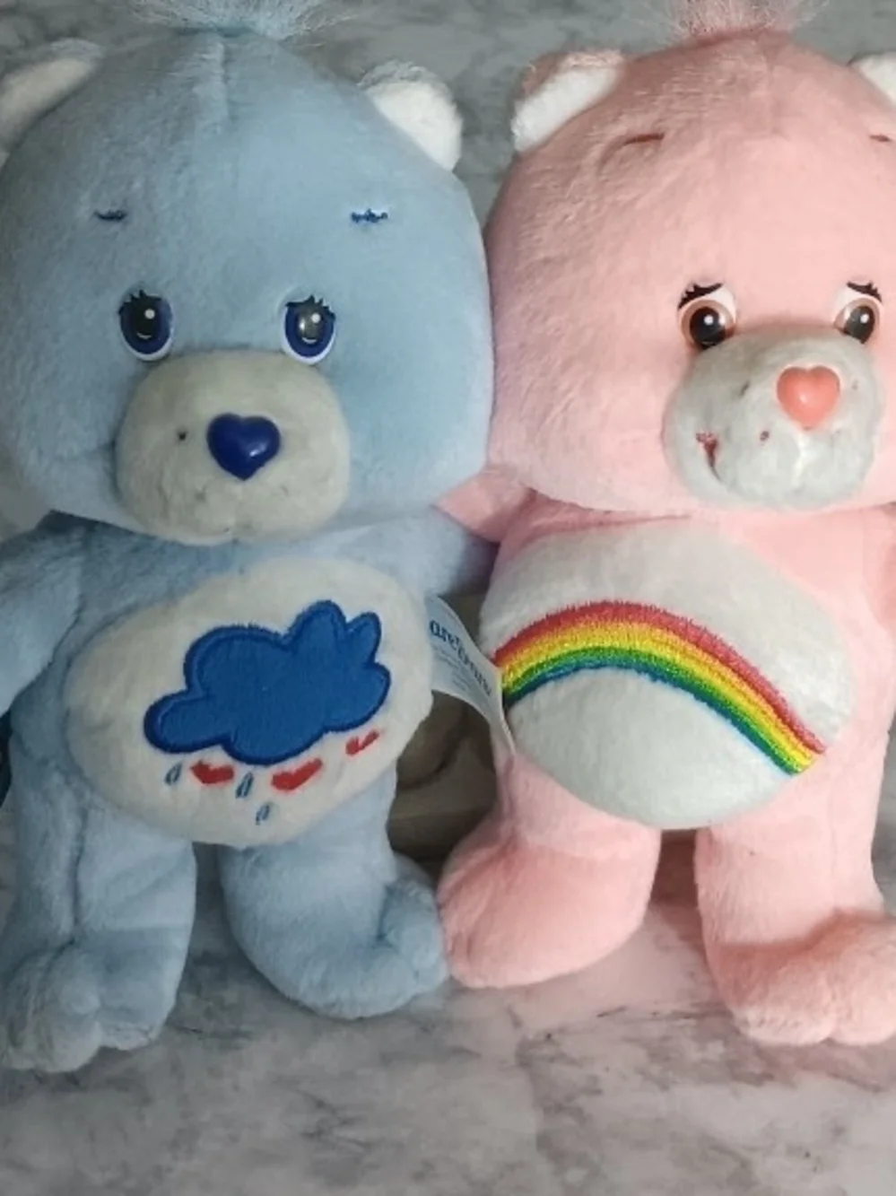 Vintage 2002 Care Bears Cuddle Pair – Cheer Bear & Grumpy Bear – Tagged
